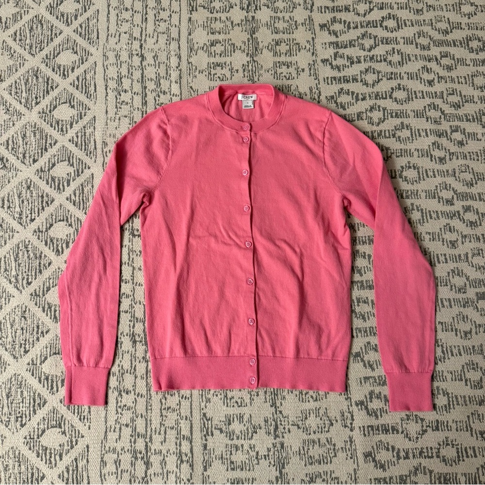 J. Crew Pink Button-Up Cardigan Sweater, Small